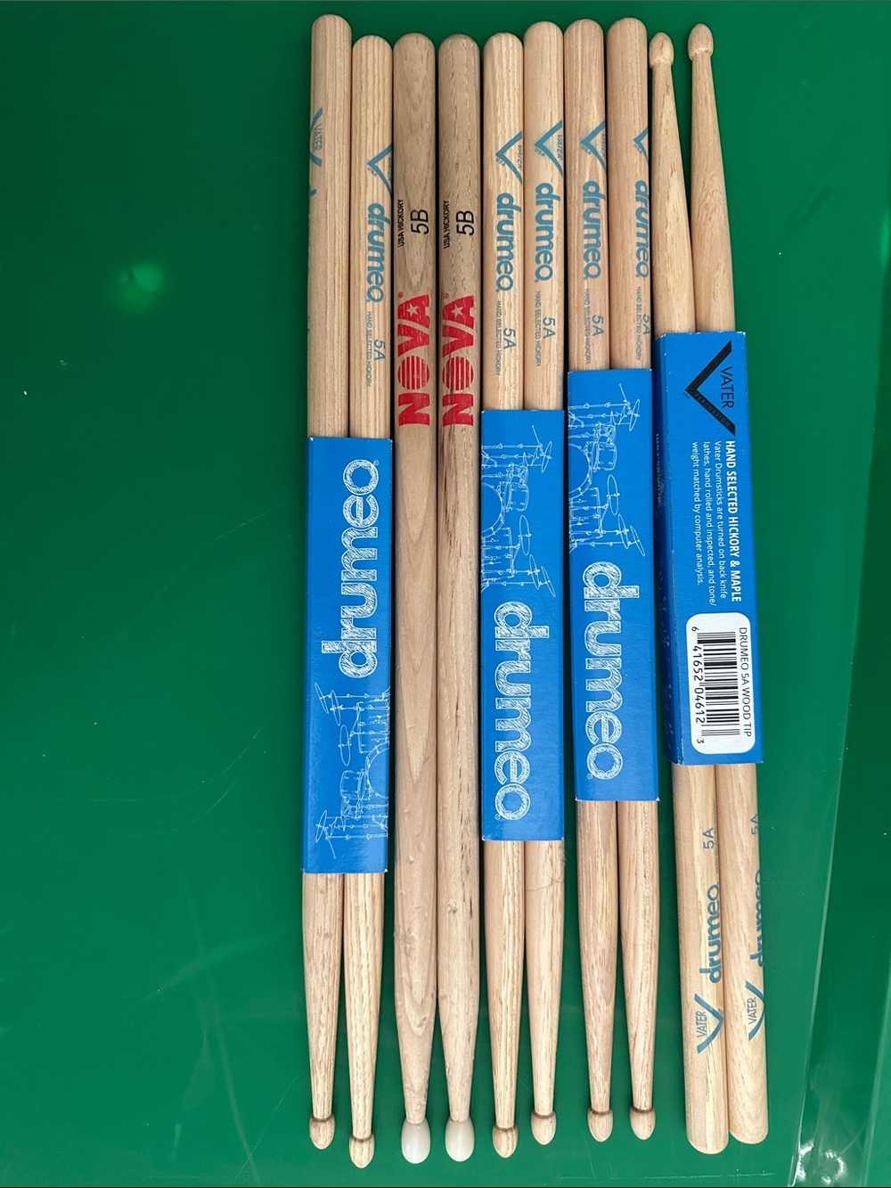DRUMEO VATER DRUMSTICKS NEW, 5A, last one! 4pairs, 1pair 5B Nova
